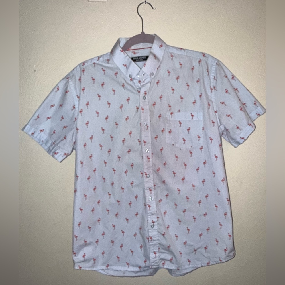 Paul Jones Flamingo Print Men's Shirt vacation beach